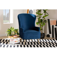 Baxton Studio TSF-6692-Royal Blue/Gold-CC Melissa Luxe and Glam Royal Blue Velvet Fabric Upholstered and Gold Finished Living Room Accent Chair